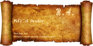 Mód Andor névjegykártya